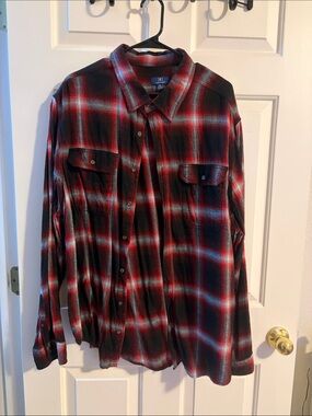 George Red and Black Plaid Flannel Shirt